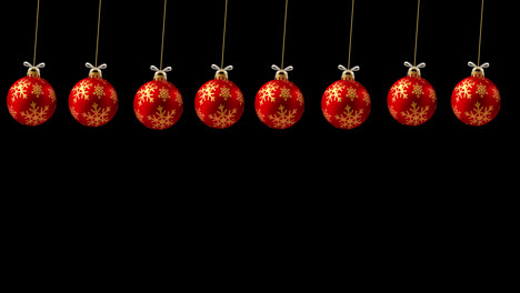 Red-Christmas-ball-hanging-animation,-Christmas-tree-decoration-Ornament-with-alpha-channel